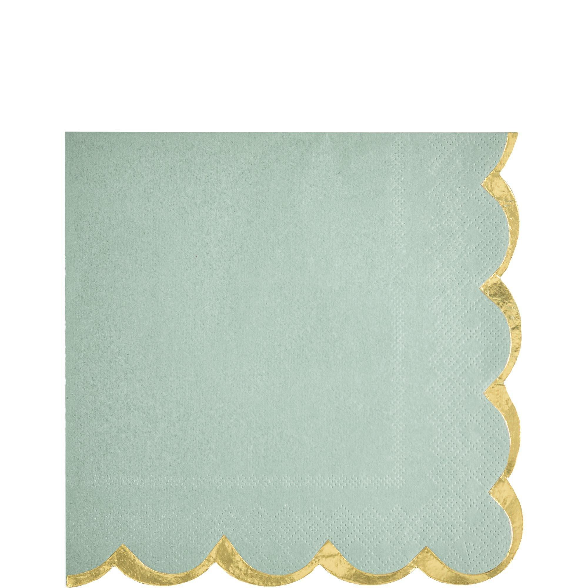 Metallic Gold-Trimmed Scalloped Paper Lunch Napkins, 6.5in, 16ct