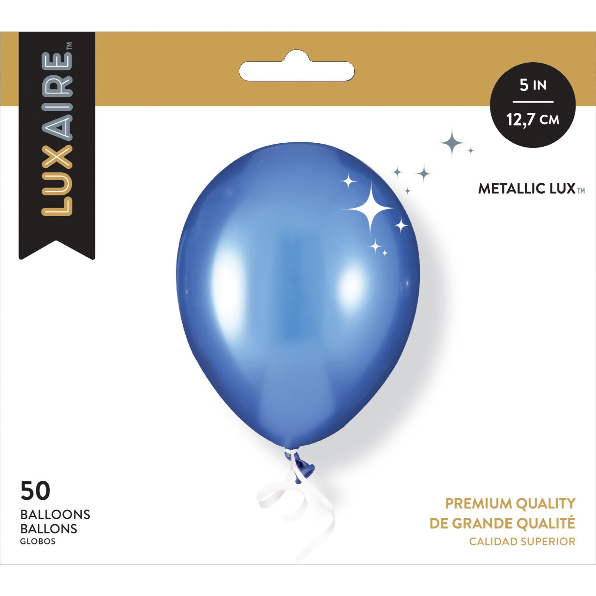 50ct, 5in, Metallic Lux™ Azure Blue Premium Mini Latex Balloons - Luxaire™