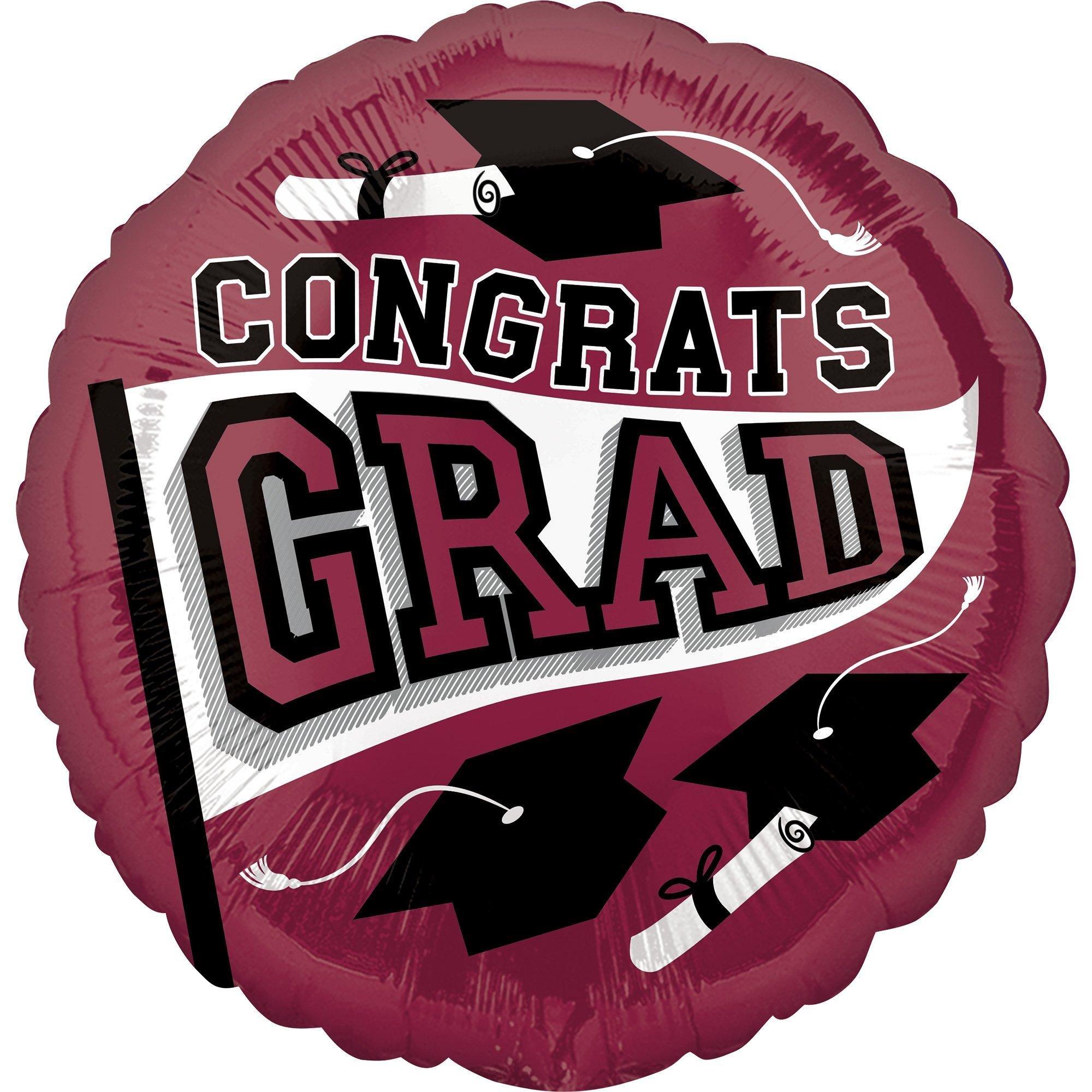 Maroon Congrats Grad Foil Balloon Bouquet, 12pc - True to Your School