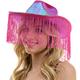 Iridescent Pink Cowboy Hat with Fringe