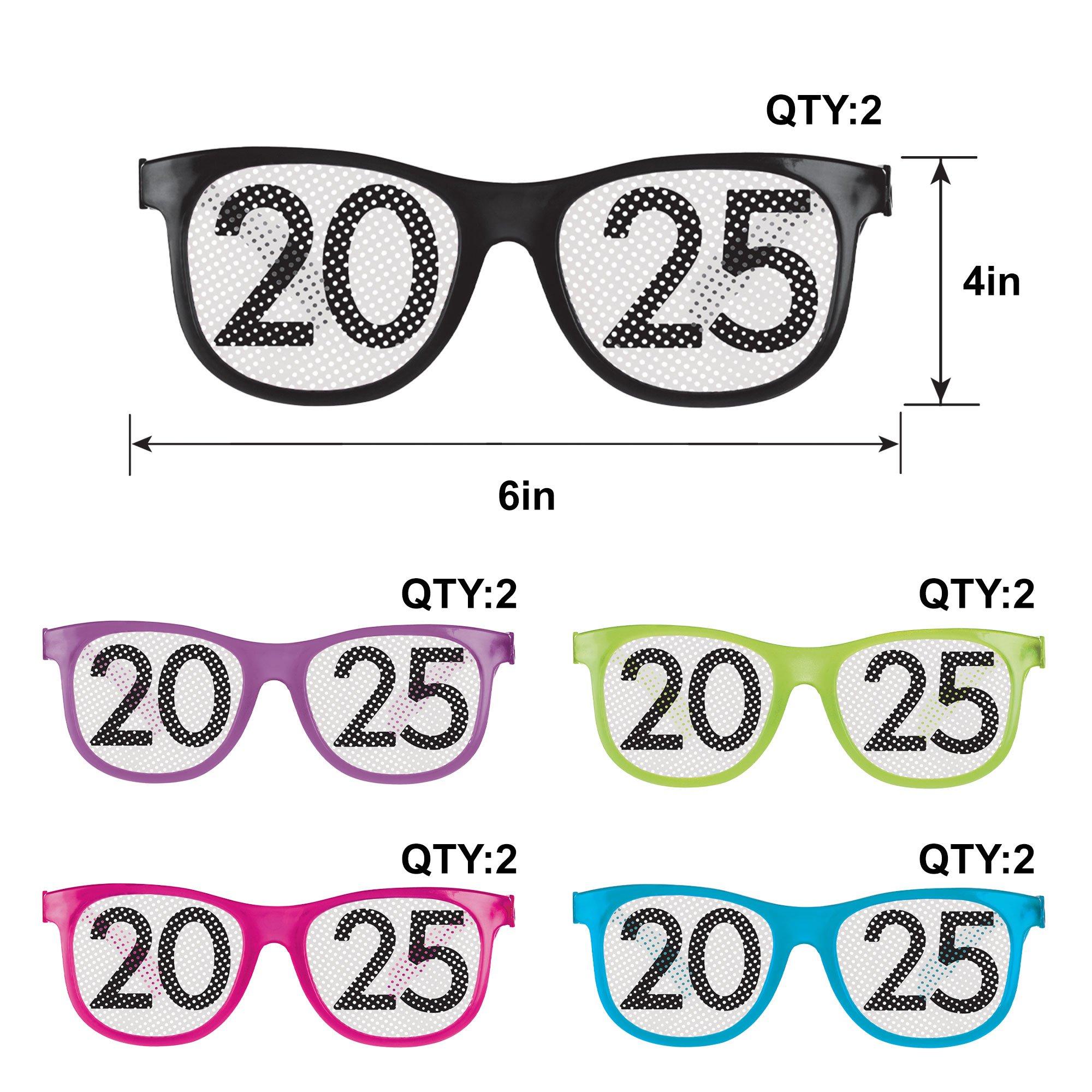 Multicolor 2025 Plastic Glasses, 10ct