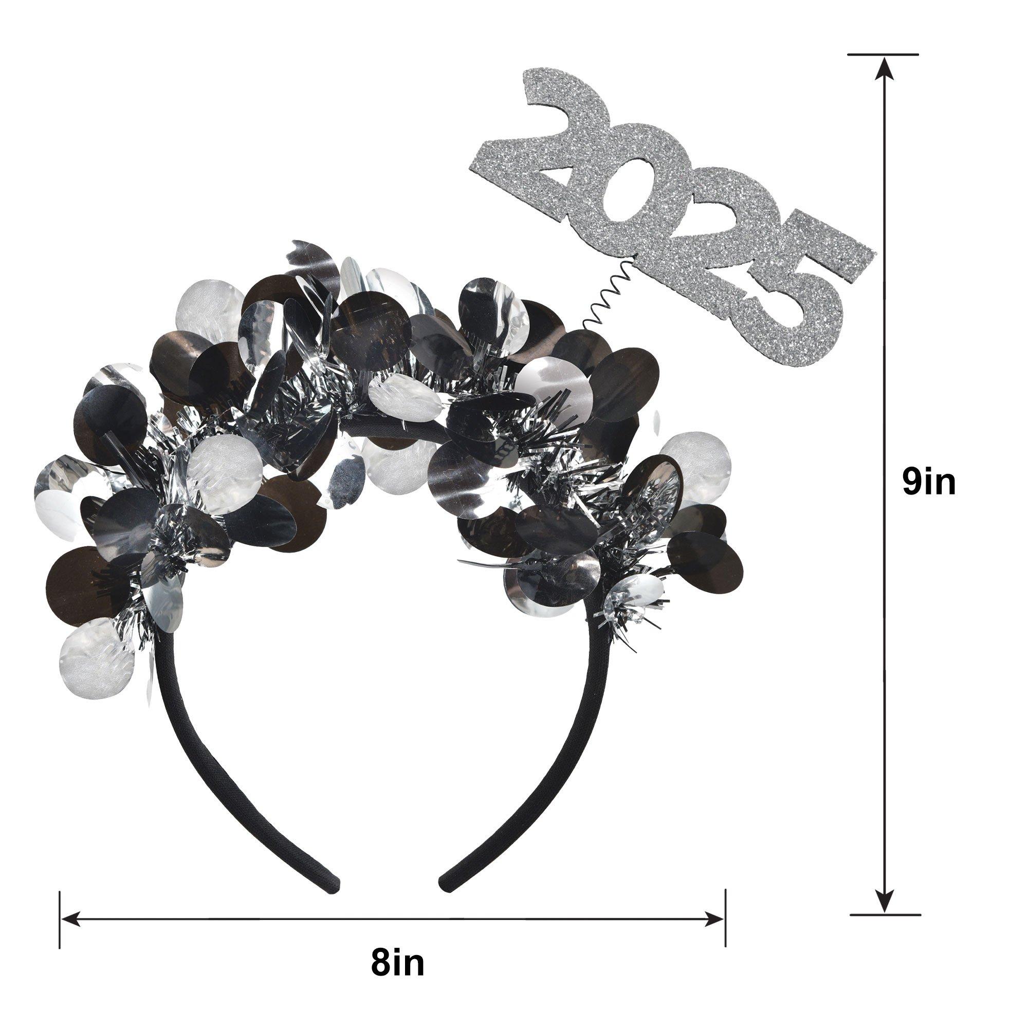 Black & Silver 2025 Tinsel Headband