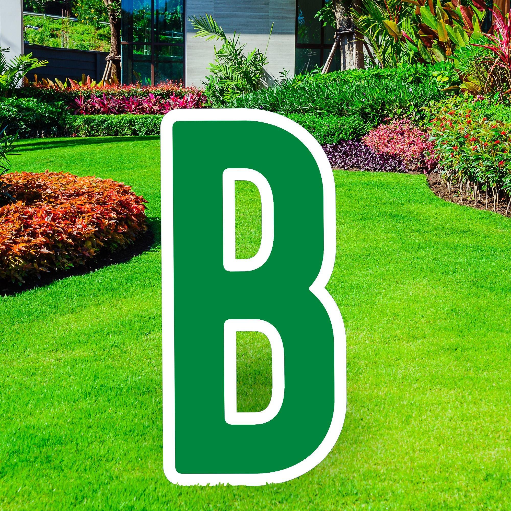 green metal letter b