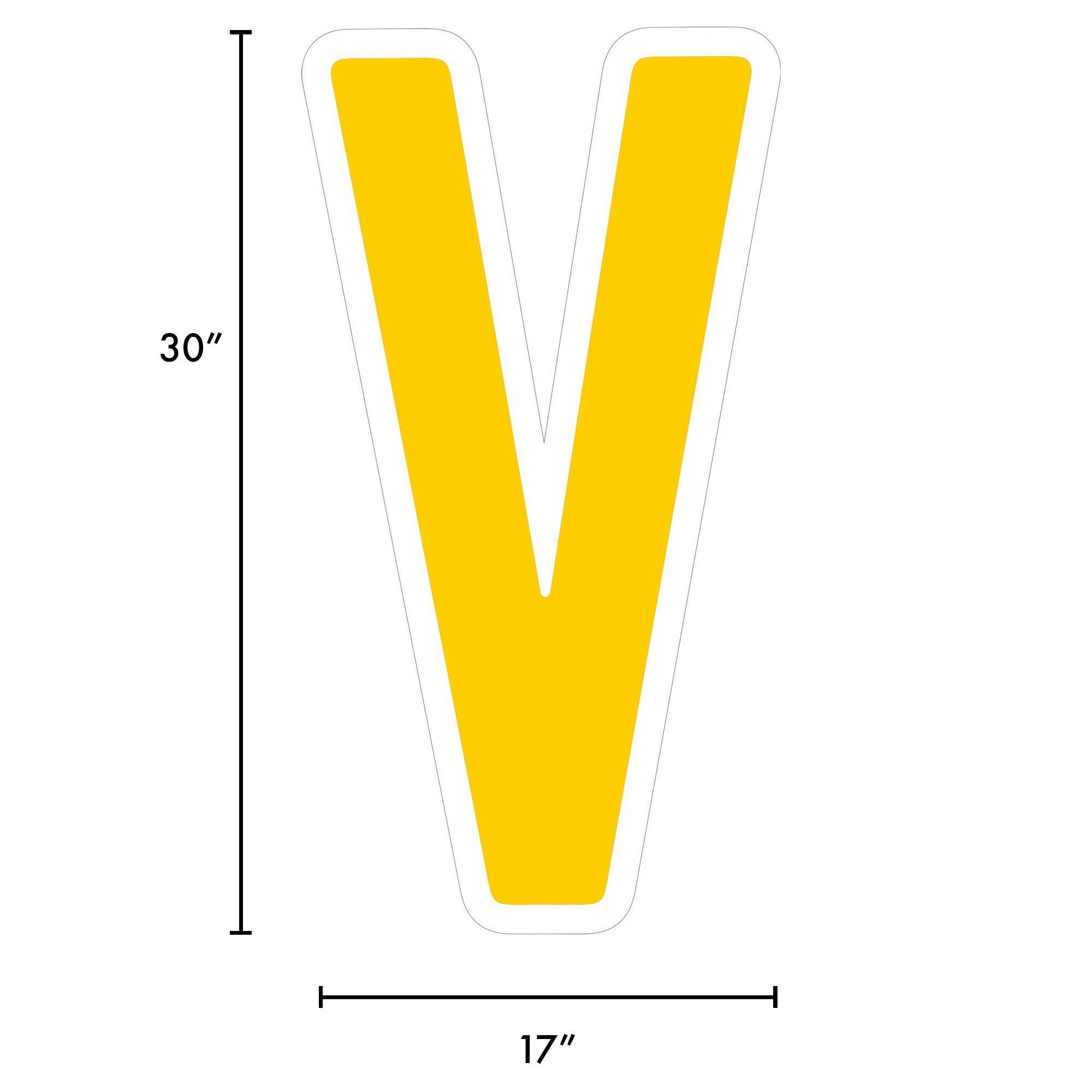 Yellow Letter (v) Corrugated Plastic Yard Sign, 30in 