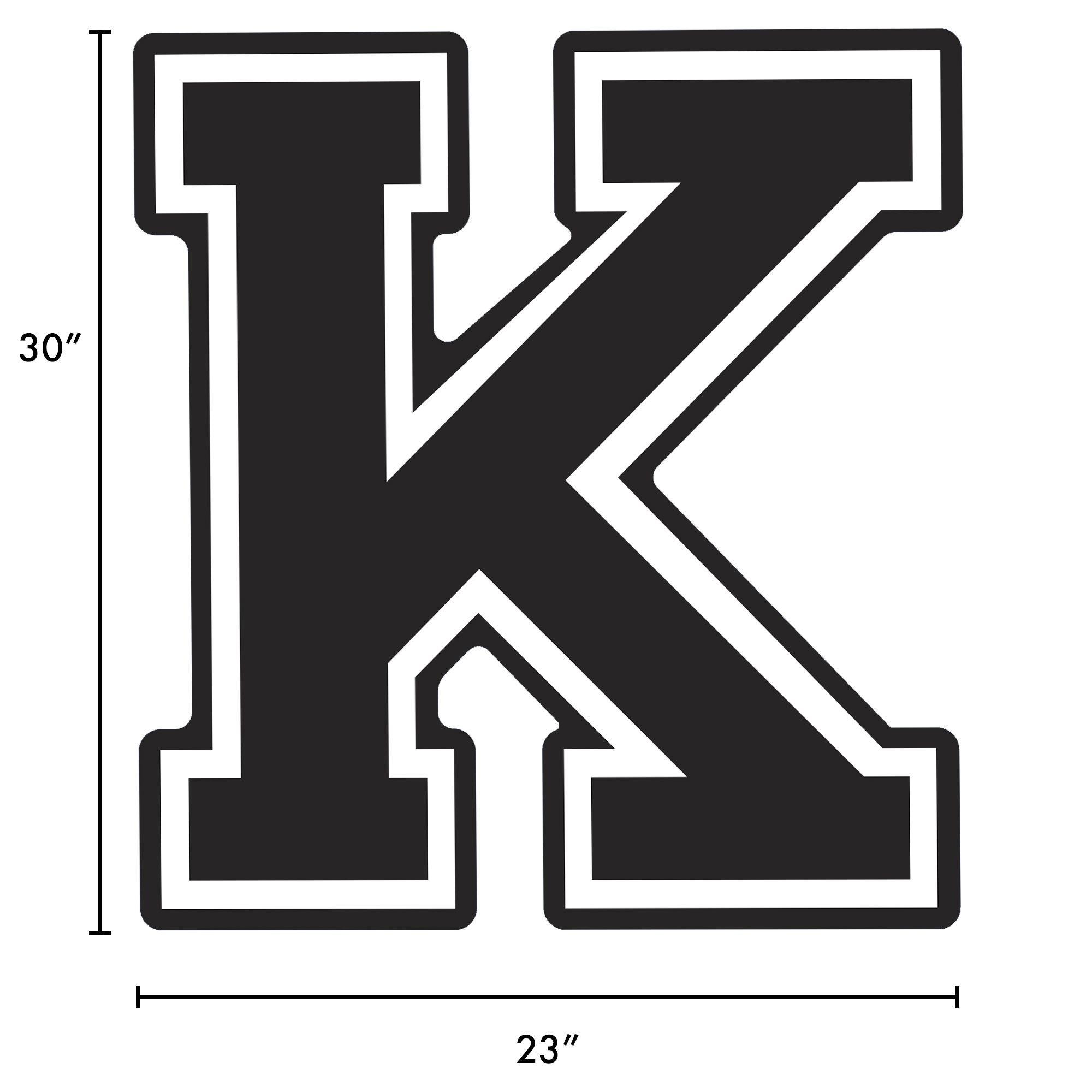 Letter K, White Alphabet Letters on Black 20x20mm Square Labels Durable  Plastic Stickers