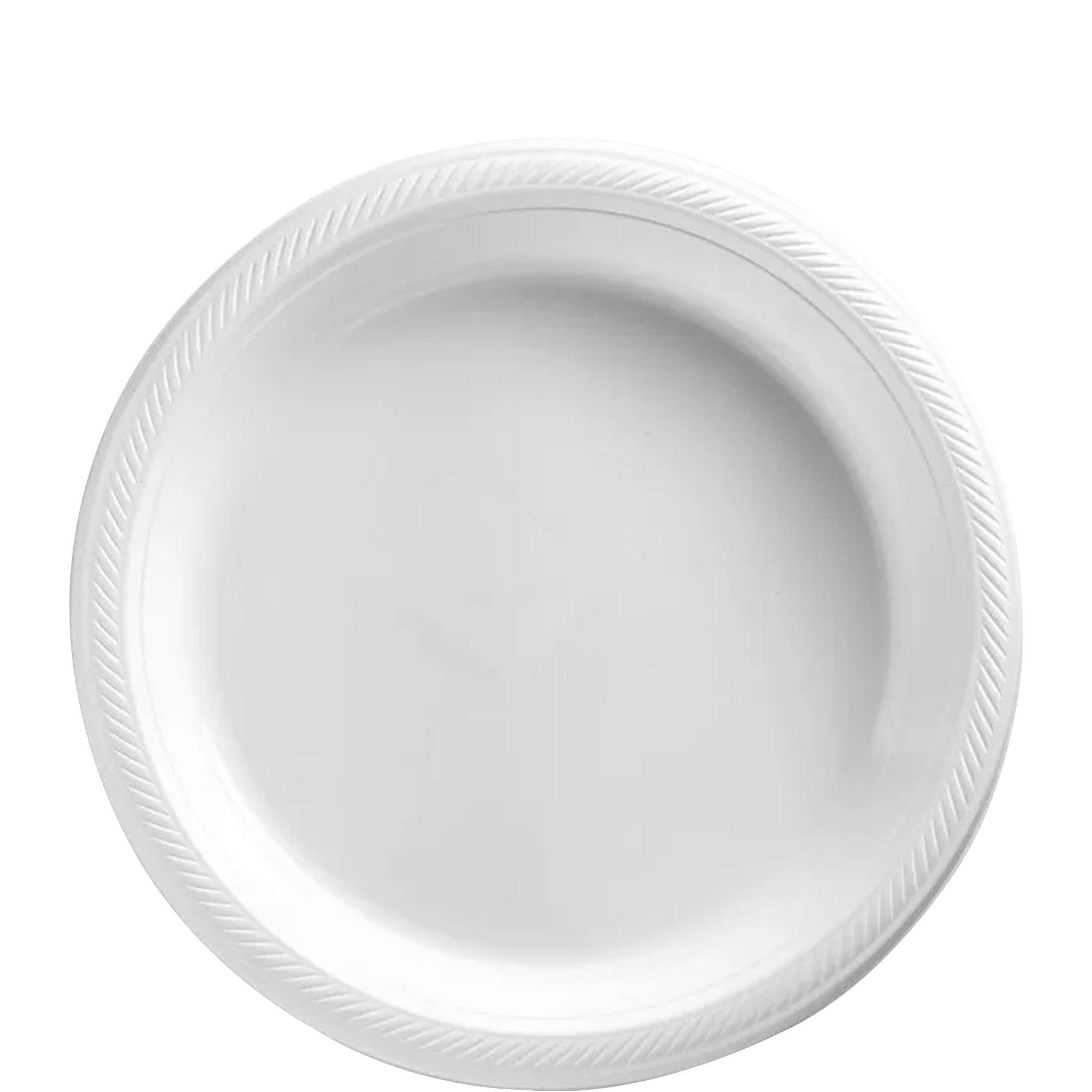 Stock Your Home 400 Count Premium White Plastic Plates, 6 inch White Disposable Wedding Cake Plates, Heavy Duty Plastic Dessert Plates, Cocktail