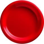 Red Plastic Dinner Plates, 10.25in, 50ct