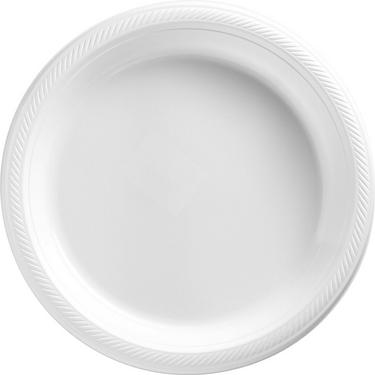 Big Party Pack White Plastic Dinner Plates 50ct