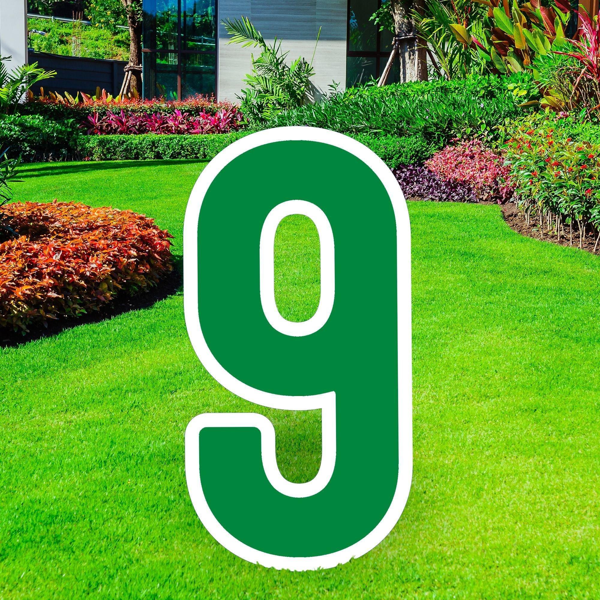 Festive Green Number (9) Corrugated Plastic Yard Sign, 30in | Party City