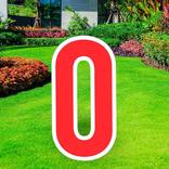 Red Number (0) Corrugated Plastic Yard Sign, 30in