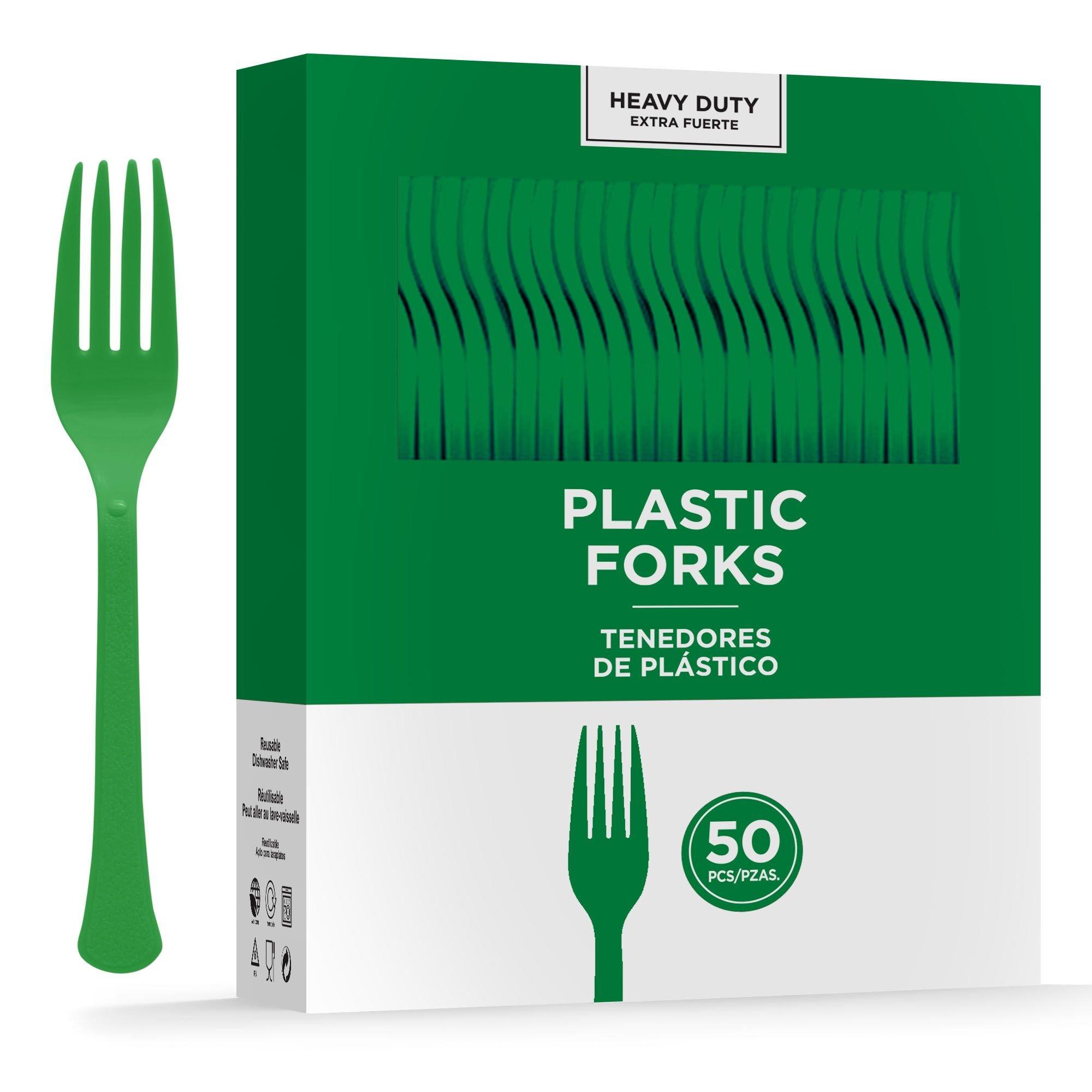 Festive Green Heavy Duty Plastic Forks | 50ct