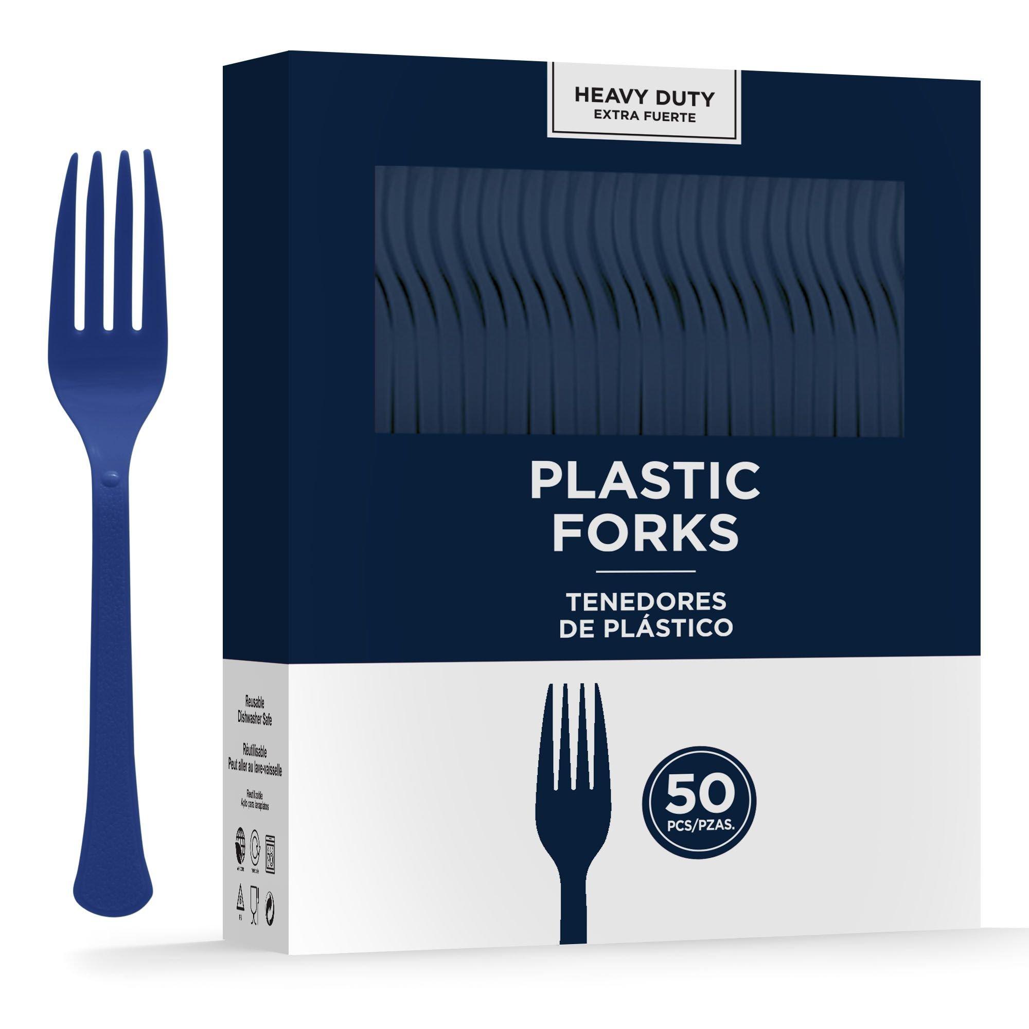 Heavy Duty Dark Blue Plastic Forks - 50 Ct.