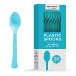 Caribbean Blue Heavy-Duty Plastic Spoons, 20ct