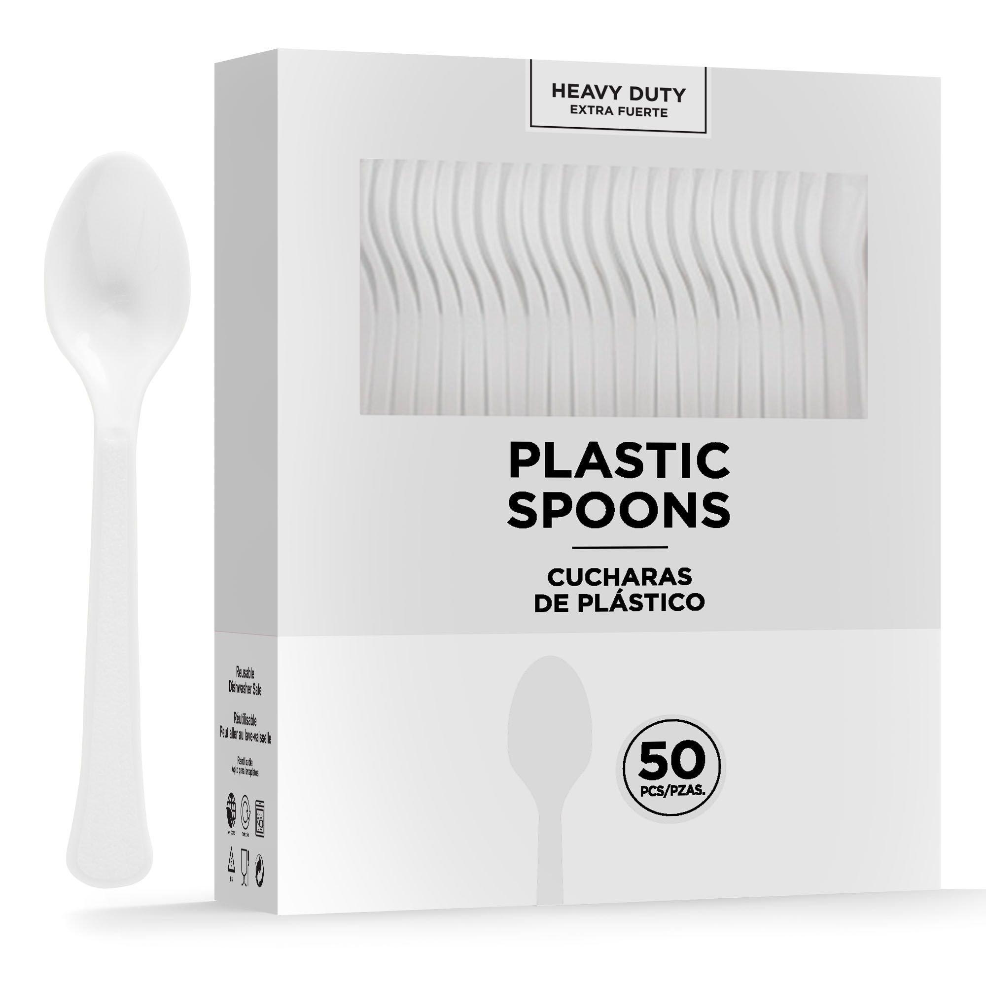 Clear Heavy-Duty Plastic Spoons, 50ct