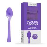 Purple Heavy-Duty Plastic Spoons, 20ct