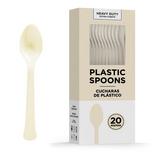 Vanilla Cream Heavy-Duty Plastic Spoons, 20ct