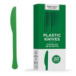 Festive Green Heavy-Duty Plastic Knives, 20ct