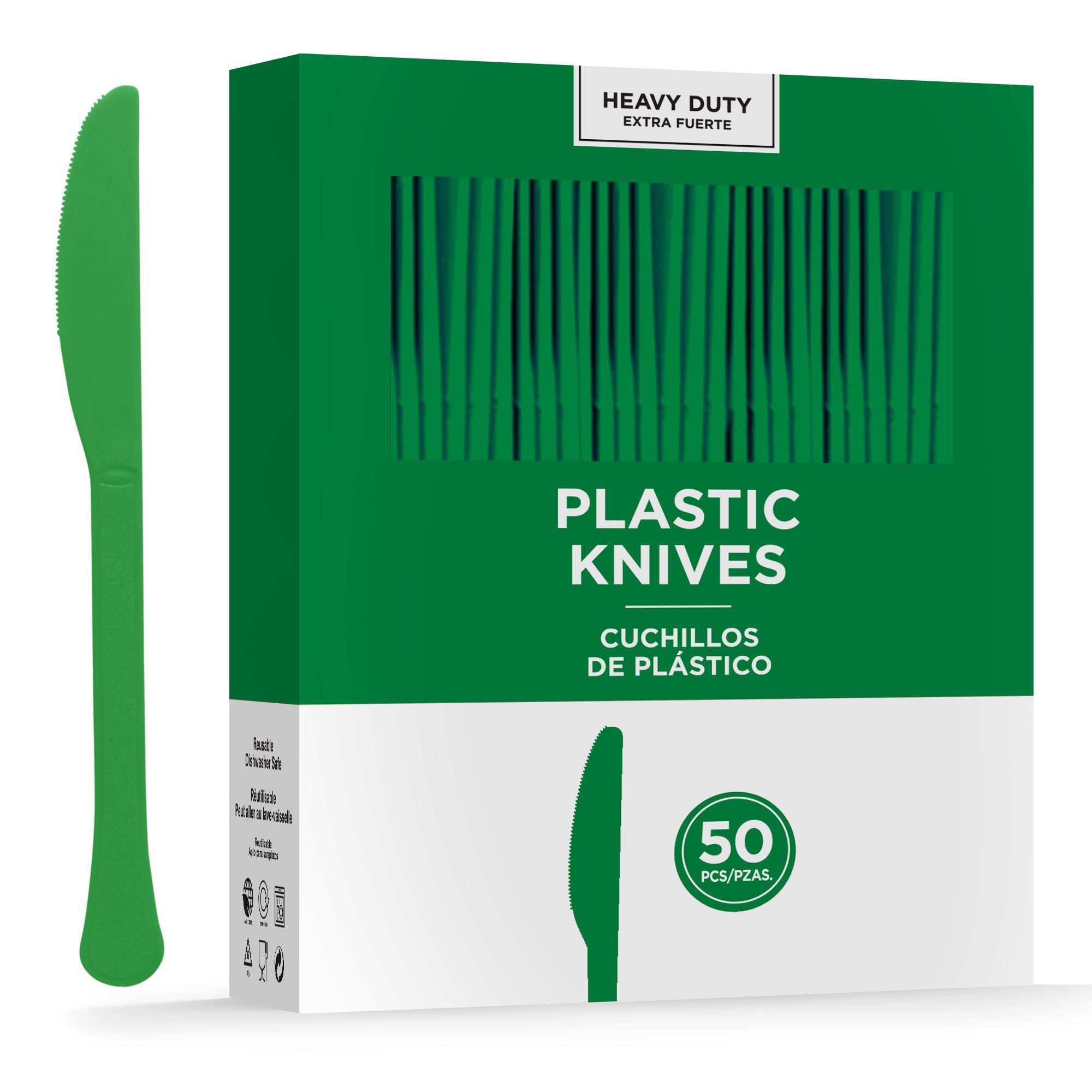 Festive Green Heavy-Duty Plastic Knives, 50ct