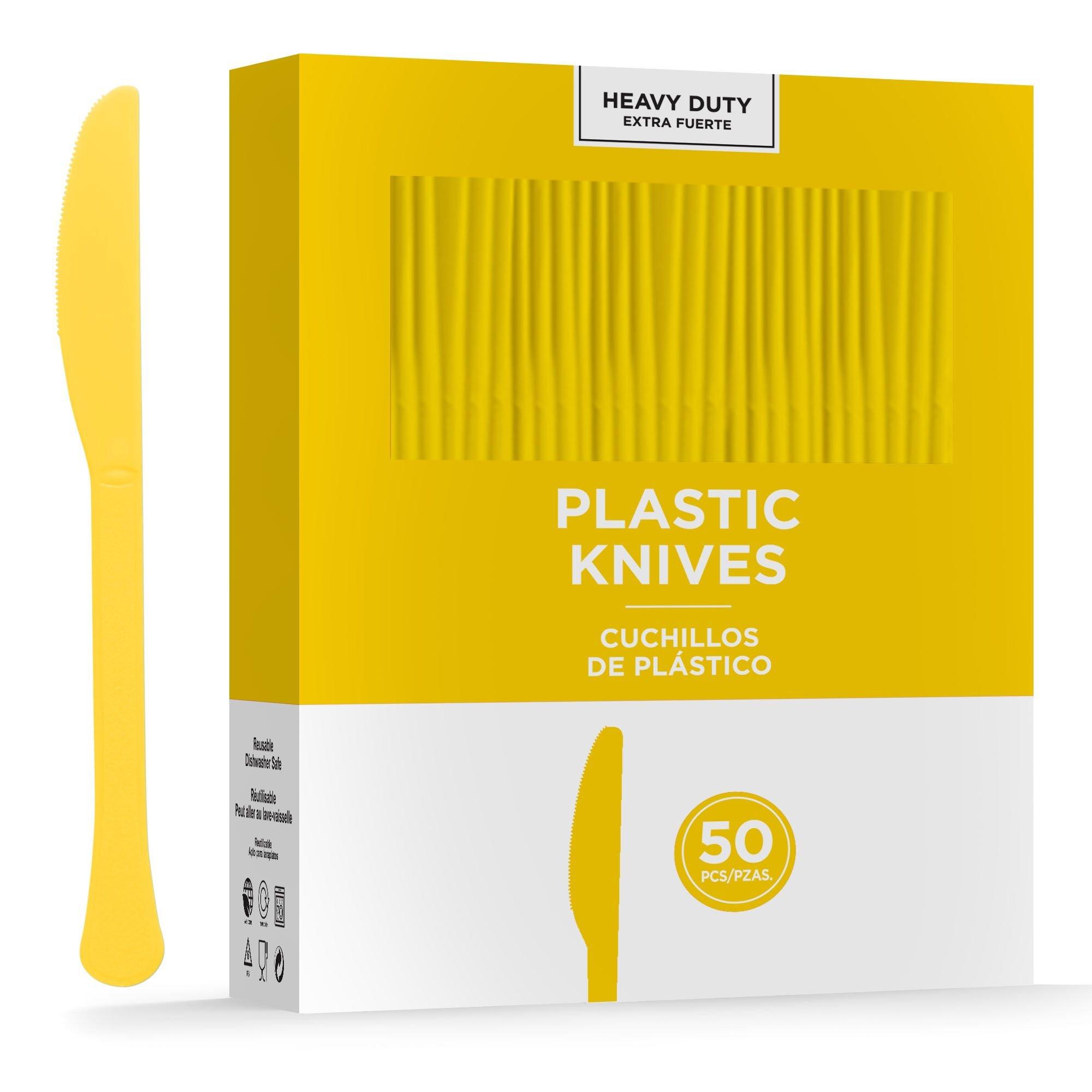 Sunshine Yellow Heavy-Duty Plastic Knives, 50ct