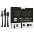 Black Heavy-Duty Plastic Cutlery Set for 20 Guests, 80ct