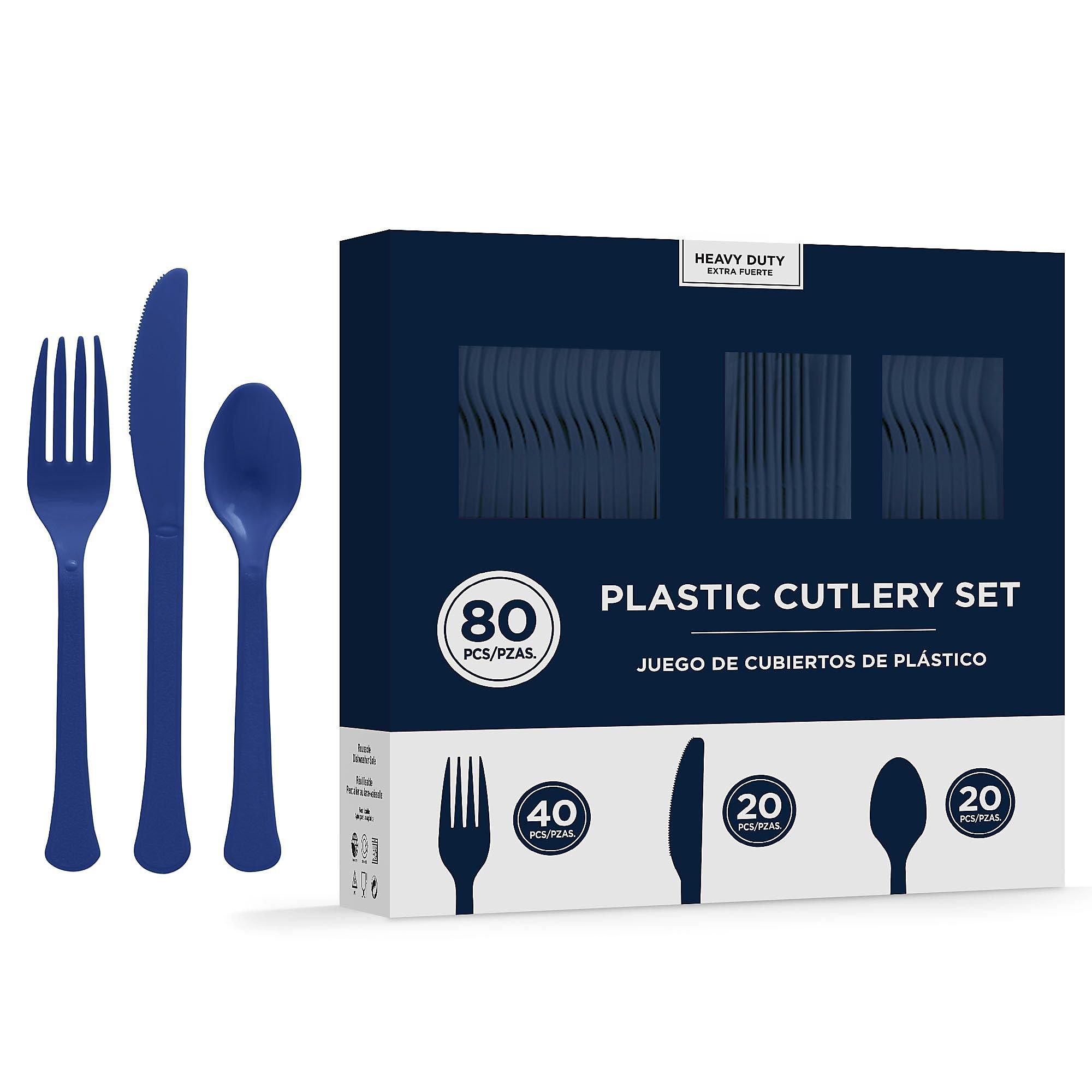 Lijken sponsor Matroos True Navy Blue Heavy-Duty Plastic Cutlery Set for 20 Guests, 80ct | Party  City