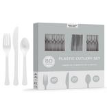 Silver Heavy-Duty Plastic Cutlery Set for 20 Guests, 80ct