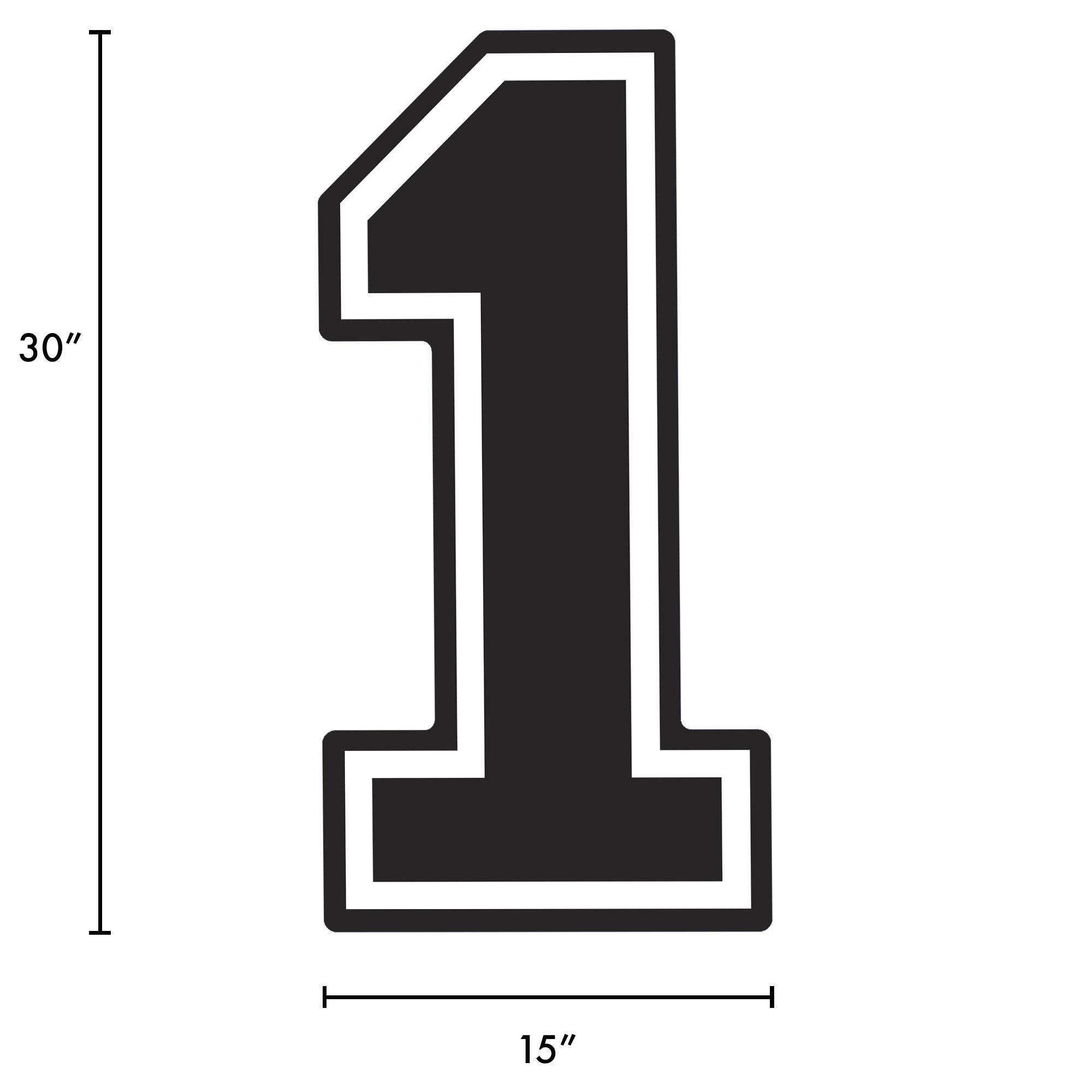 Black Collegiate Number (1) Corrugated Plastic Yard Sign, 30in | Party City