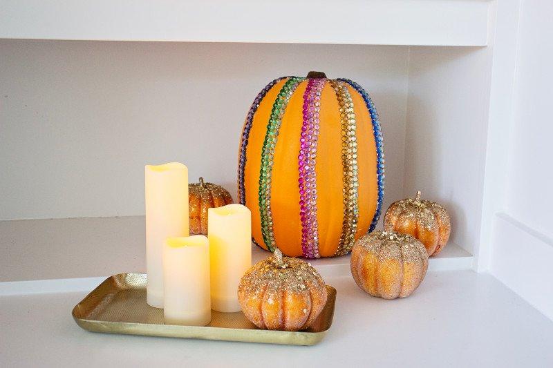 bejeweled faux pumpkin decor
