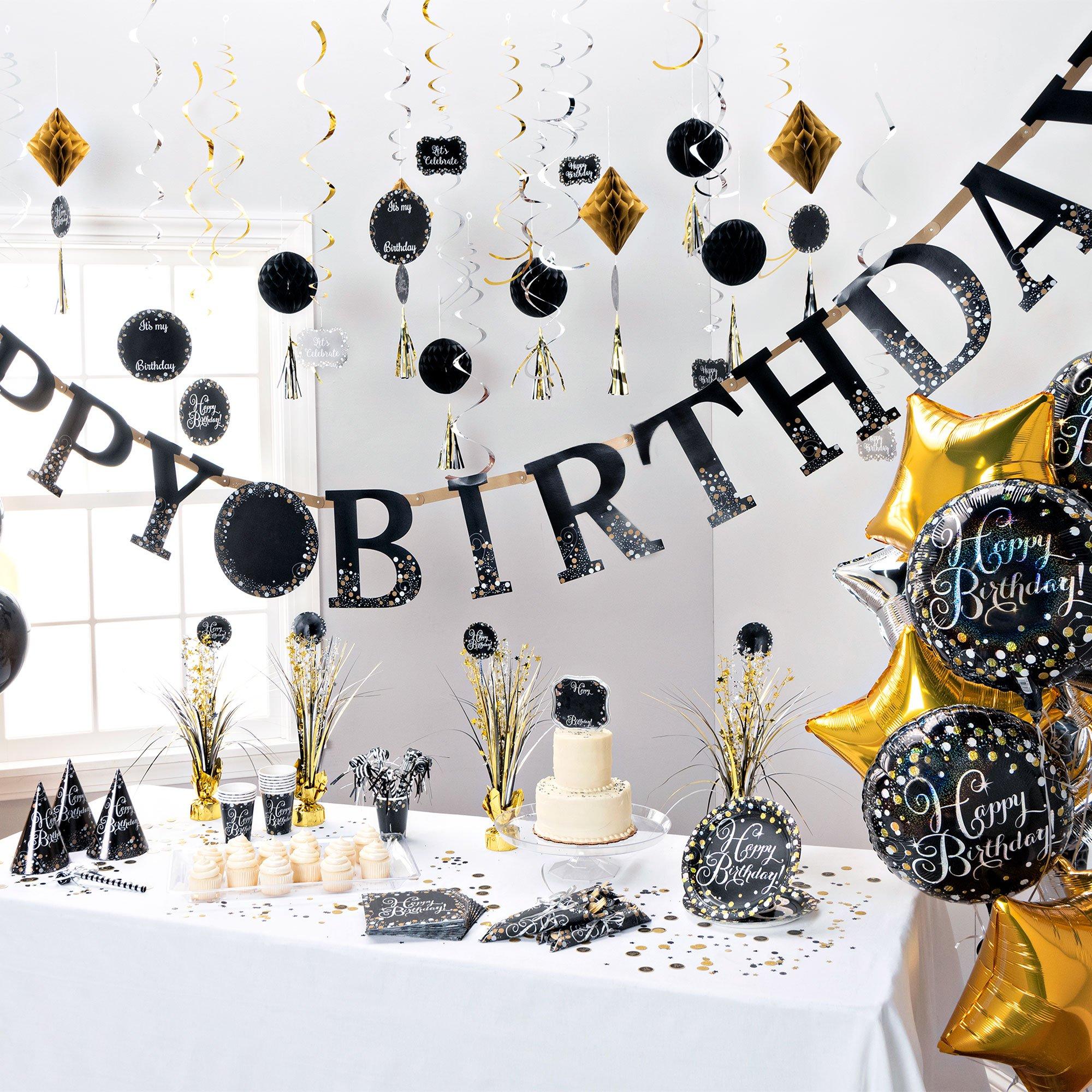 Black silver birthday decor, Black silver party Decor, Decoration ideas,  Birthday for grown ups. 