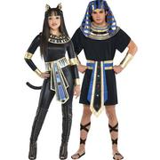 Adult Egyptian Bastet Goddess & Egyptian Pharaoh Couples Costumes