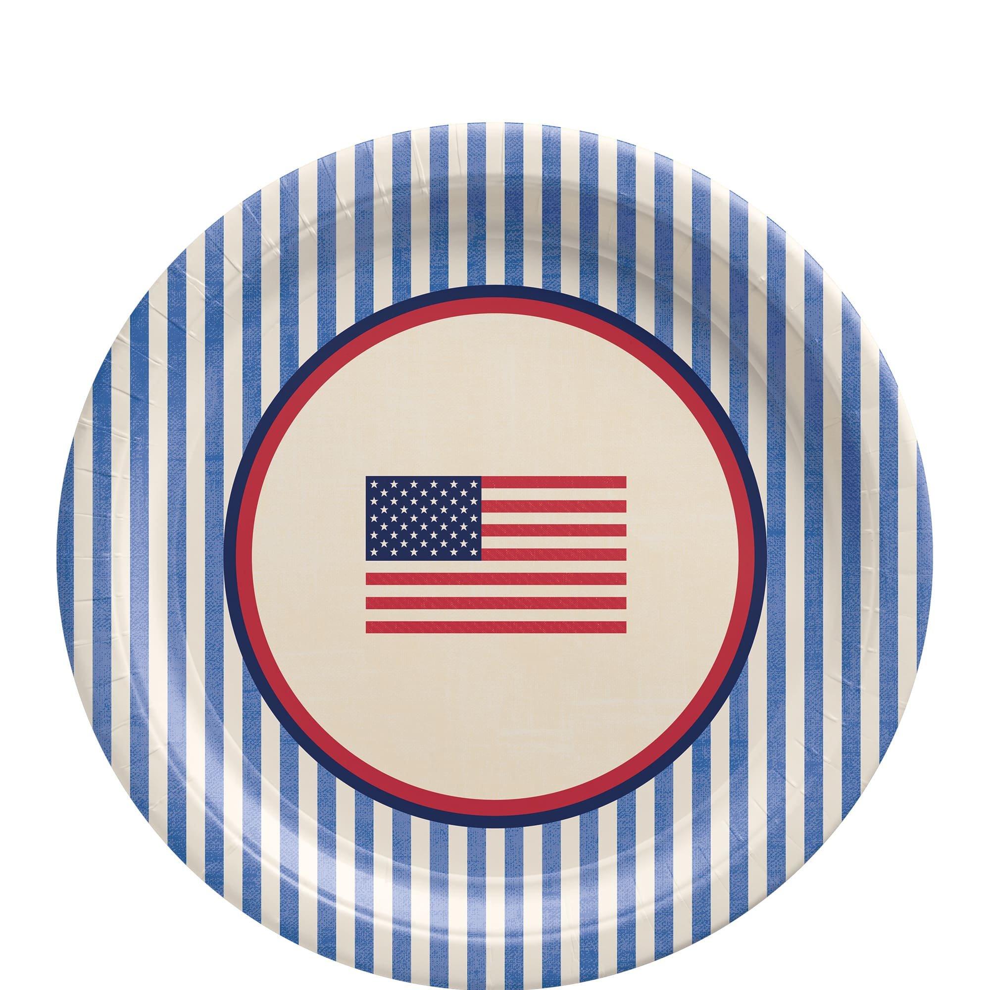 Americana Stripe Paper Lunch Plates, 16ct