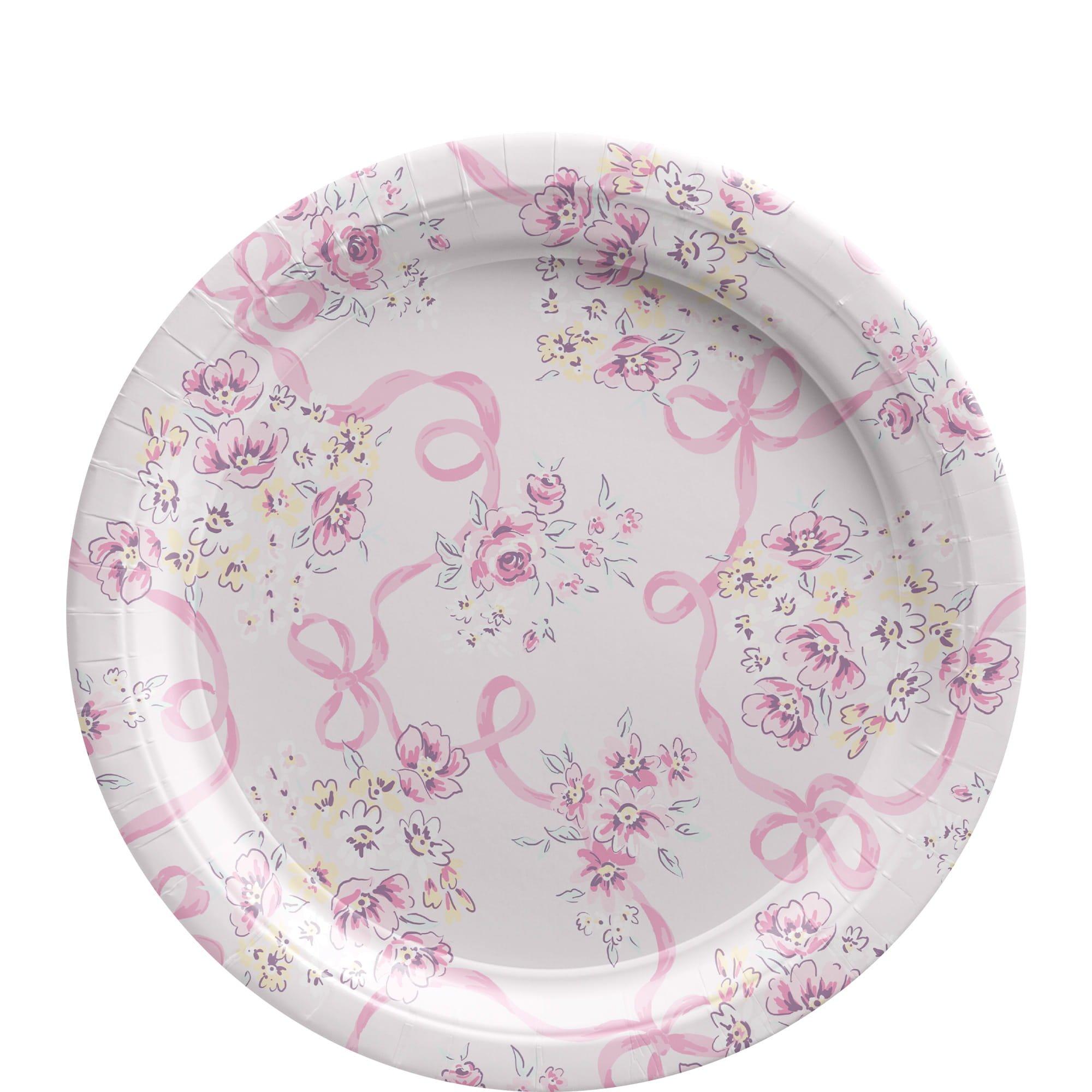 Ribbon and Rose  Paper Dessert Plate, 8ct