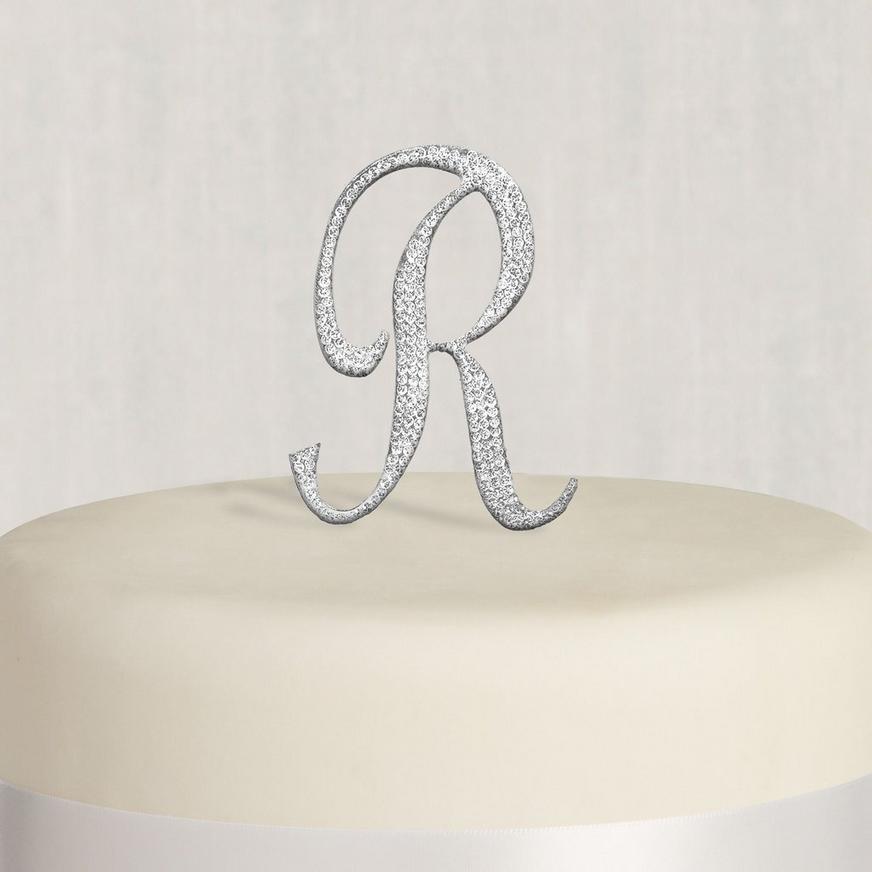 Letter Numbers Cake Topper Silver Rhinestone Monogram Wedding Birthday Party US 