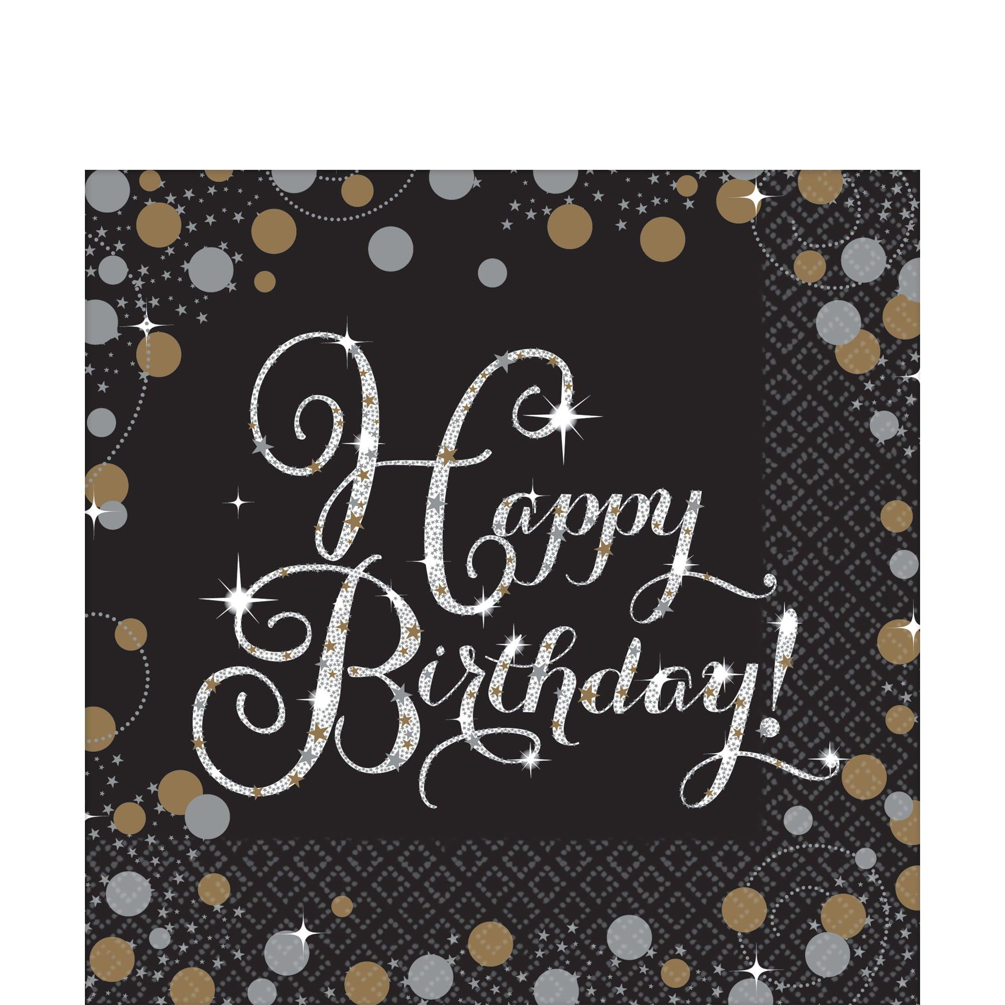Happy Birthday Napkins 16ct - Sparkling Celebration