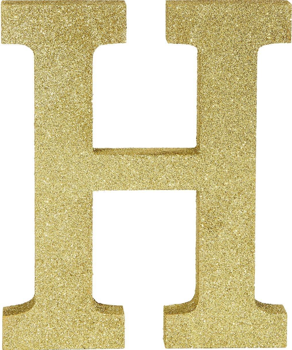 Glitter Gold Letter H Sign 7 1/4in x 9in | Party City