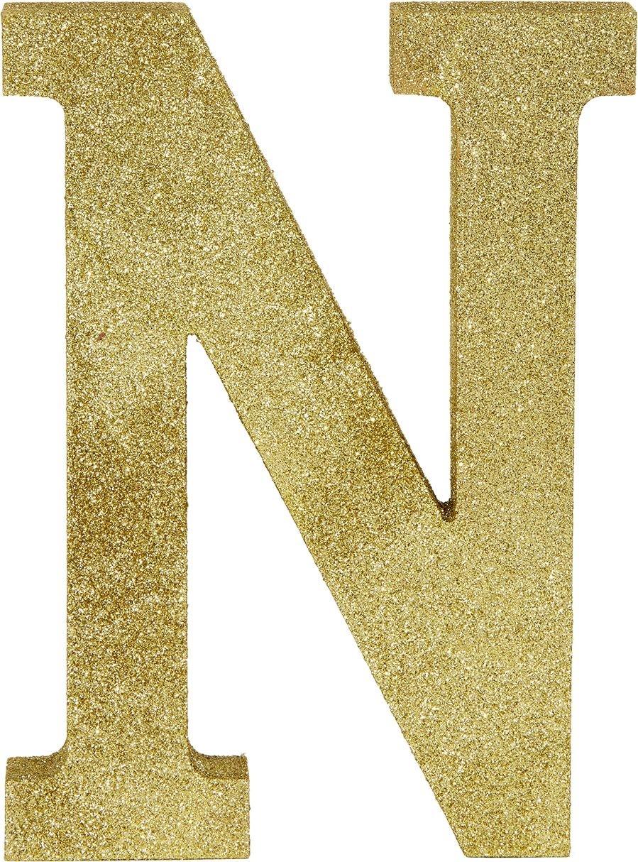 Glitter Gold Letter N Sign 6 1/2in x 9in | Party City