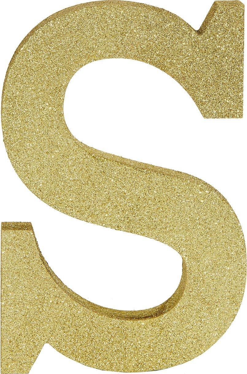 Glitter Gold Letter S Sign 6in x 9in | Party City