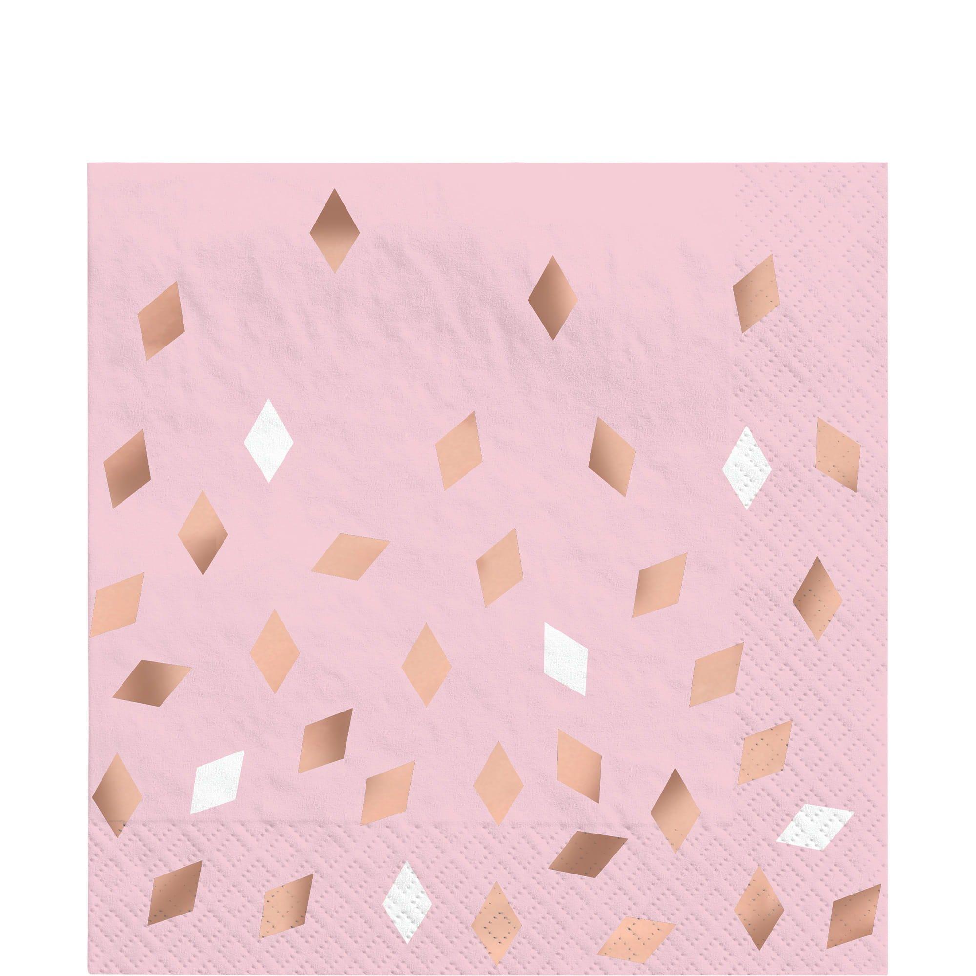 Metallic Blush Birthday Napkins, 5in, 16ct