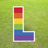 Rainbow Striped Pride Letter (L) Plastic Yard Sign, 30in 