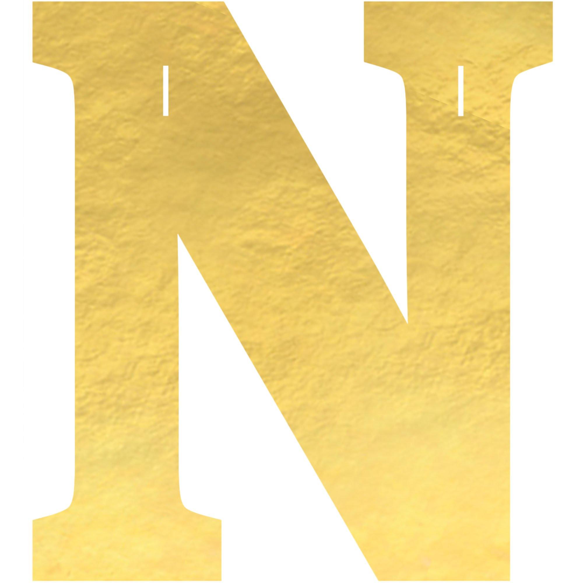 Metallic Gold Letter (N) Cardstock Cutout, 6.25in x 4.5in - Create