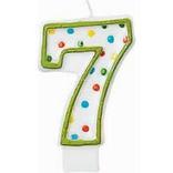 Green Outline Number 7 Birthday Candle