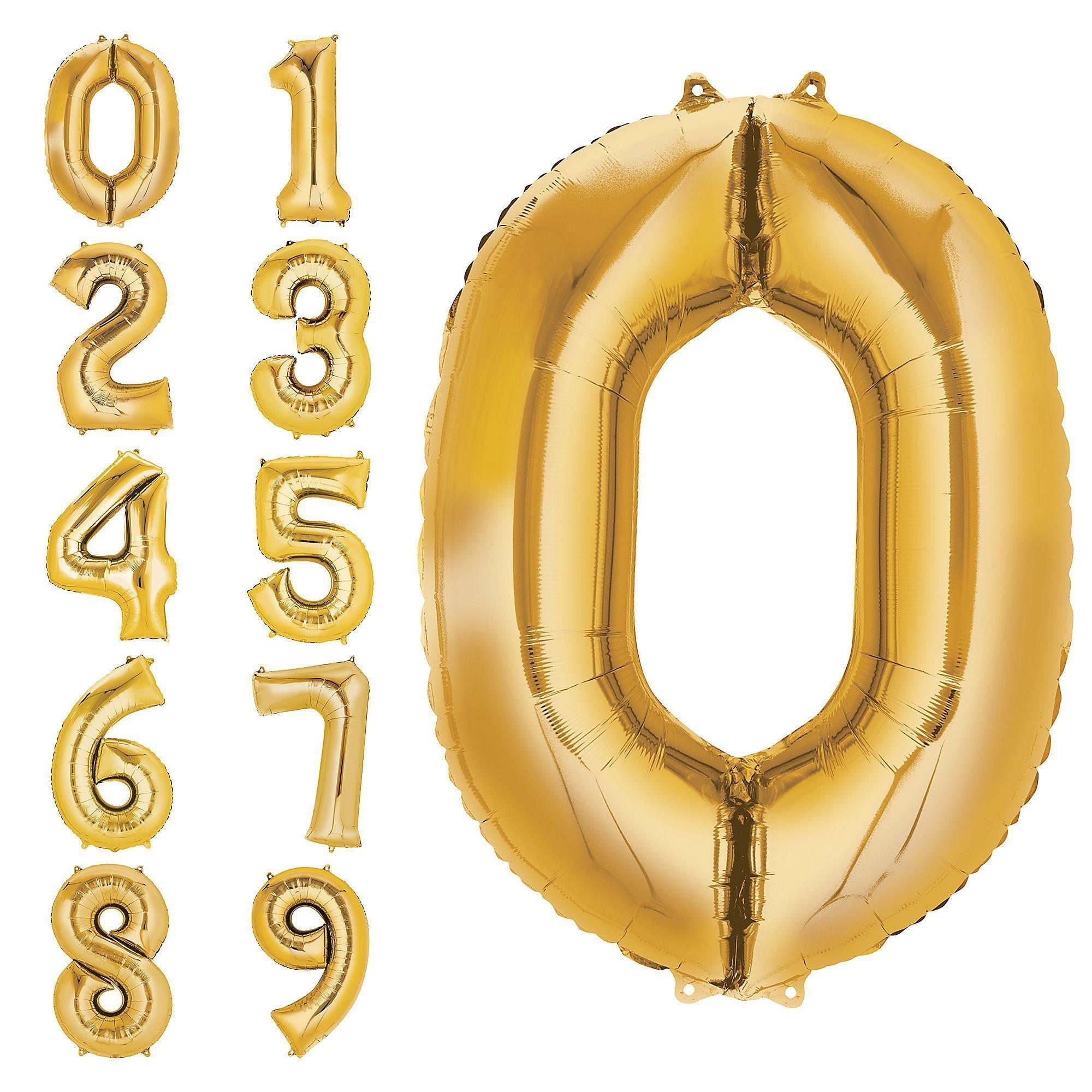 34in Gold Number 0-9 Balloons