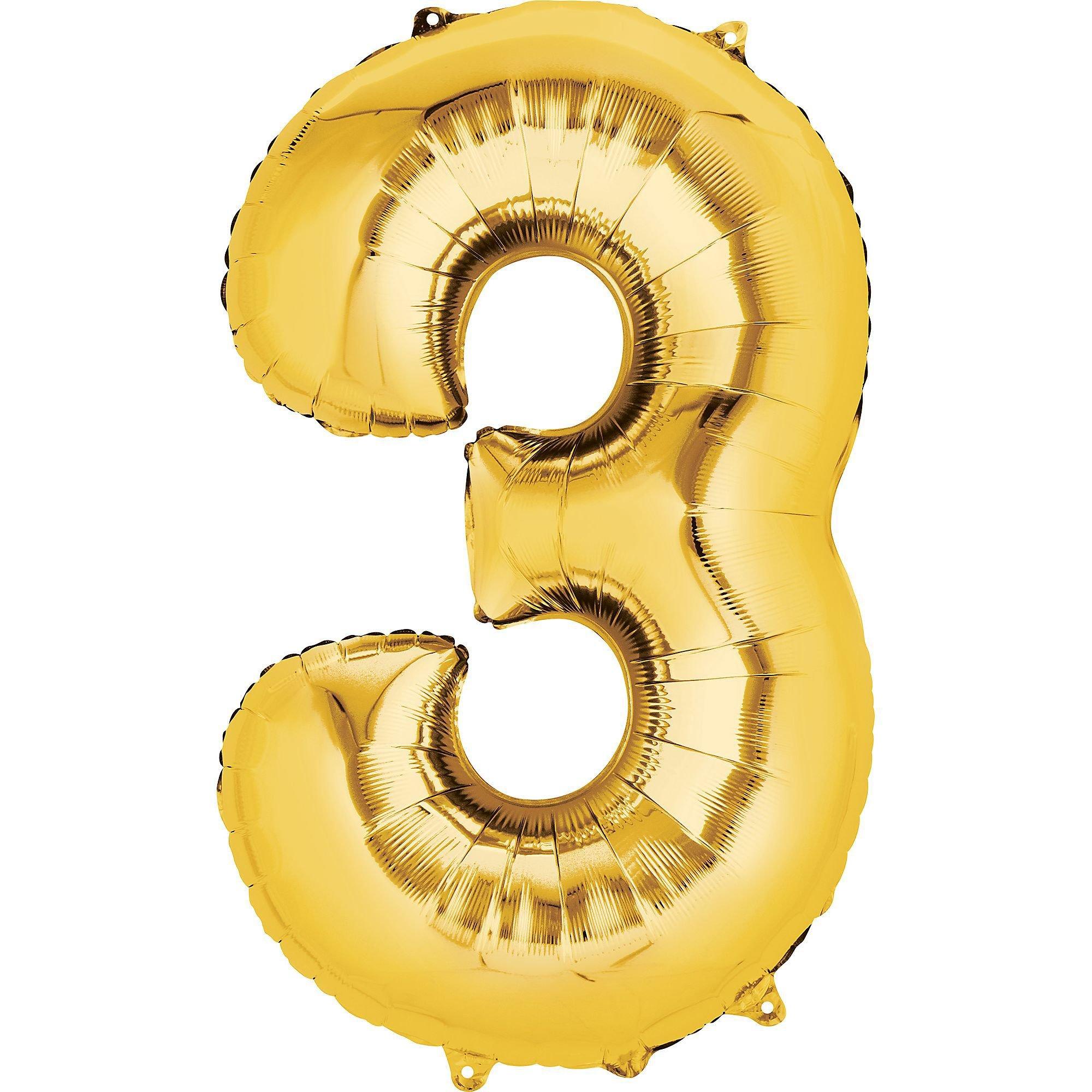 34 Gold Number 3 Balloon