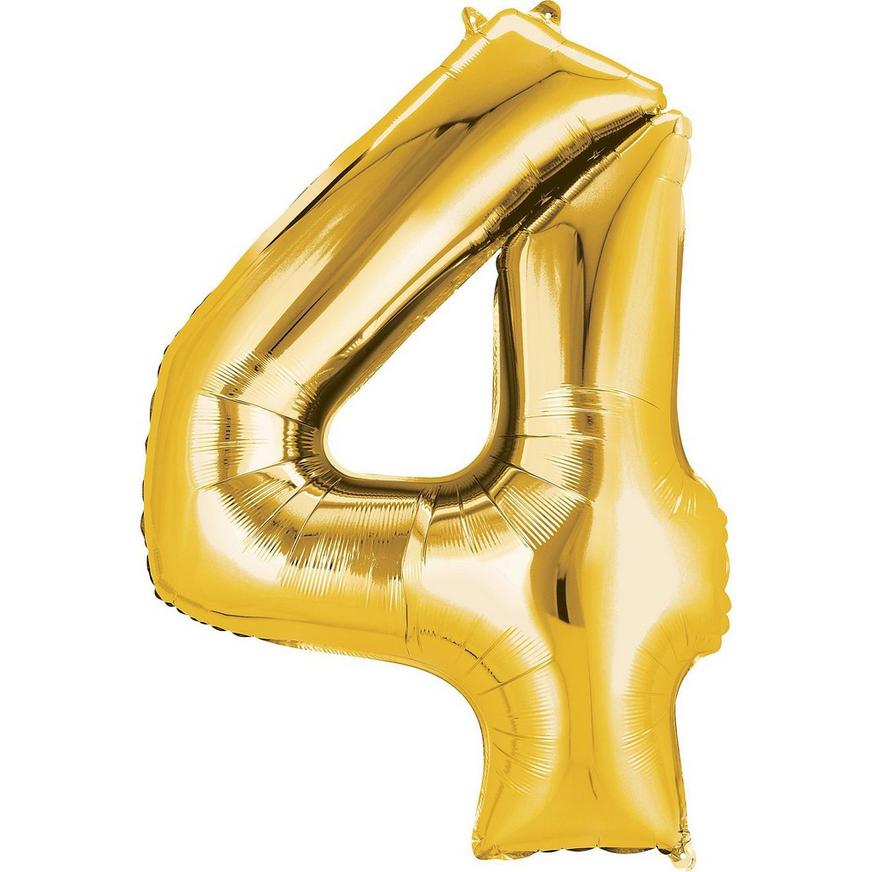 Ga lekker liggen Dierbare kijk in 34" Gold Number 4 Balloon | Party City