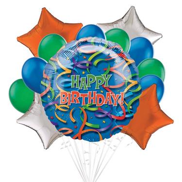 Deluxe Birthday Streamers Balloon Bouquet, 13pc