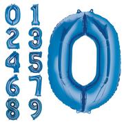 34in Blue Number 0-9 Balloons