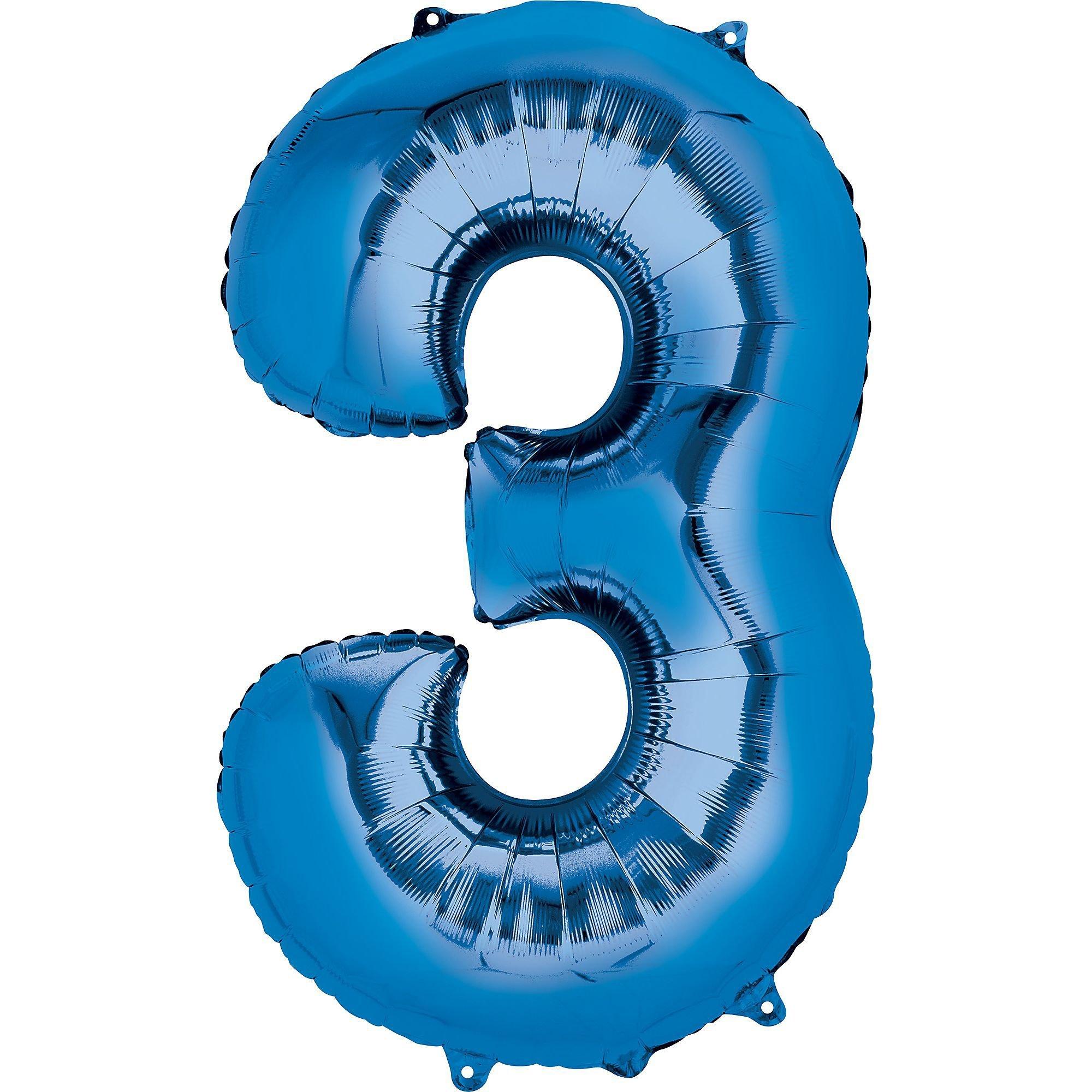 Munching Interactie Professor 34in Blue Number 3 Balloon | Party City