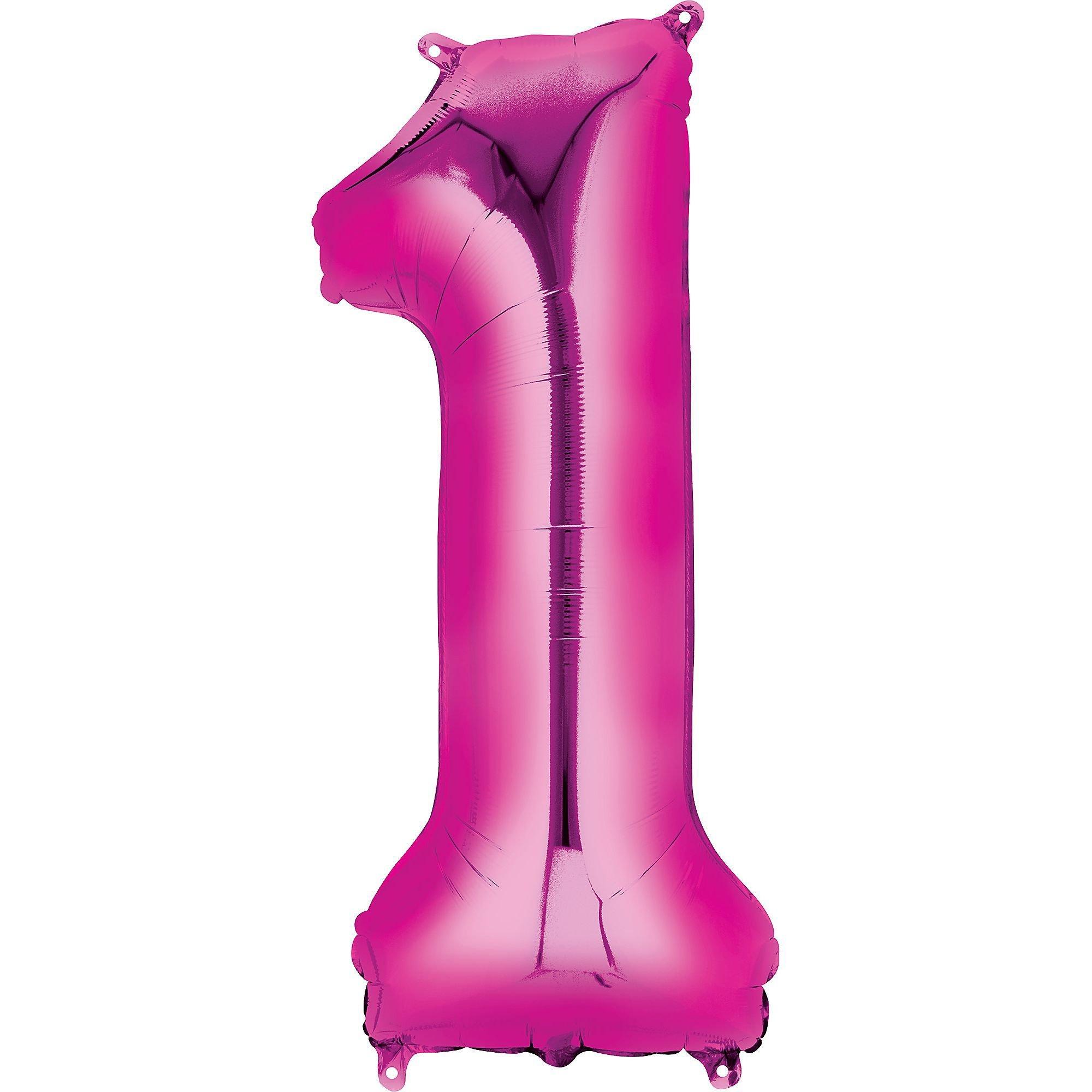 long excelleren Raar 34in Bright Pink Number 1 Balloon | Party City