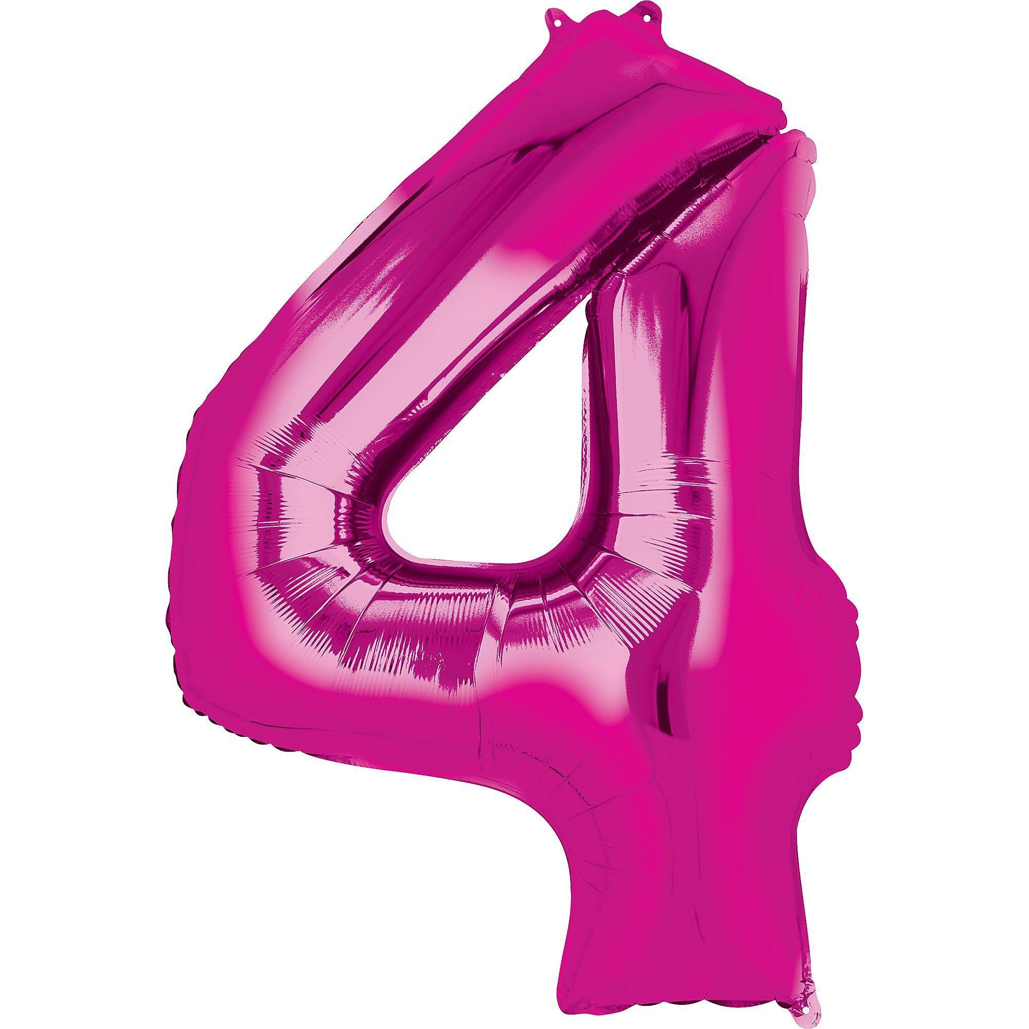 34in Bright Pink Number 4 Balloon | Party City