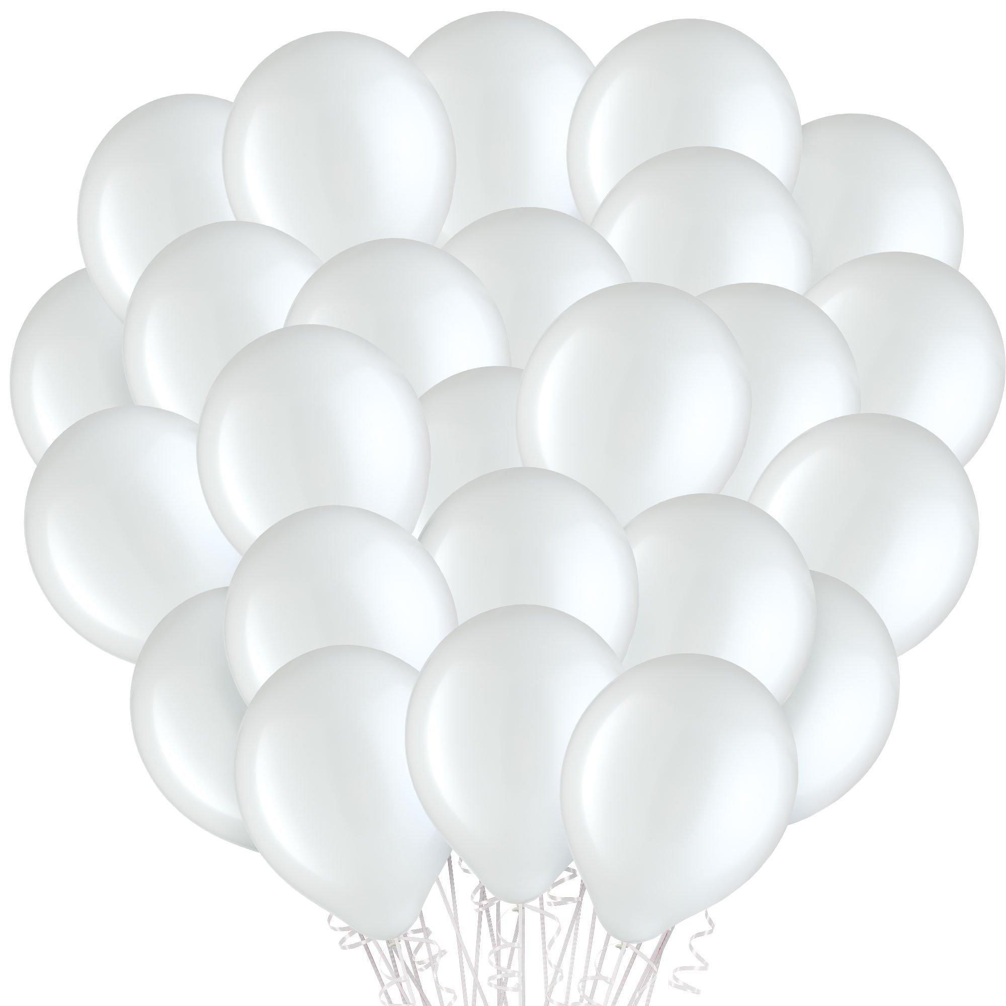 100ct, 12in, White Pearl Latex Balloons